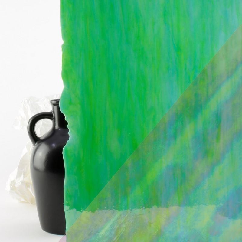 Vidrio Opalescente Azul y Verde Iris