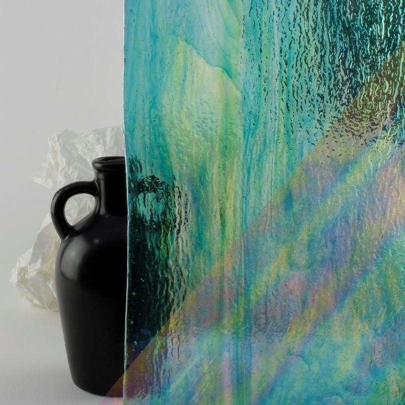 Vidrio Verde y Azul Texturado Iris