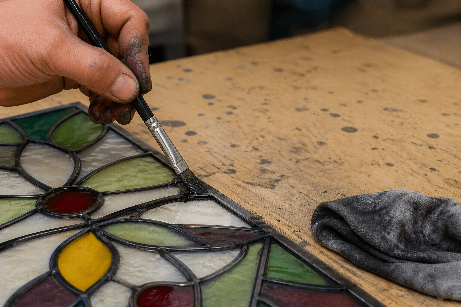 Cómo aplicar pátina al vitral: negro, cobre y latón envejecido